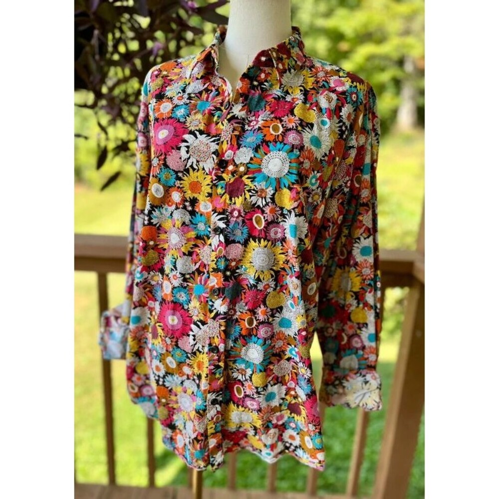Jogal XL 100% Cotton Maximalist Floral Button Down Shirt